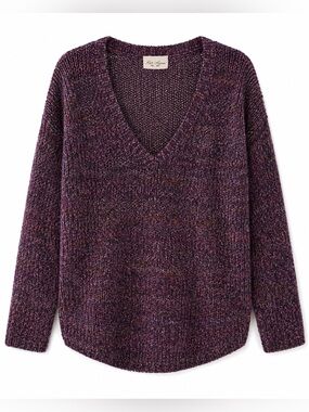 Avenue Marled Plum V-Neck Sweater